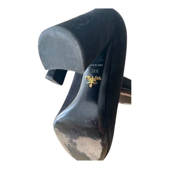 Prada Black Suede Chunky High Heel Size 39.5 - Picture 8 of 8